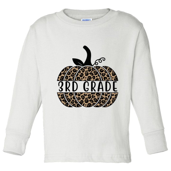 3rd Grade Leopard Pumpkin Toddler Long Sleeve Shirt