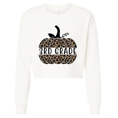 3rd Grade Leopard Pumpkin Cropped Pullover Crew
