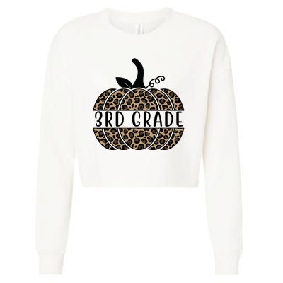 3rd Grade Leopard Pumpkin Cropped Pullover Crew