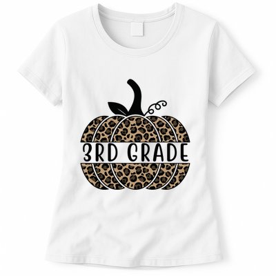 3rd Grade Leopard Pumpkin Womens T-Shirt