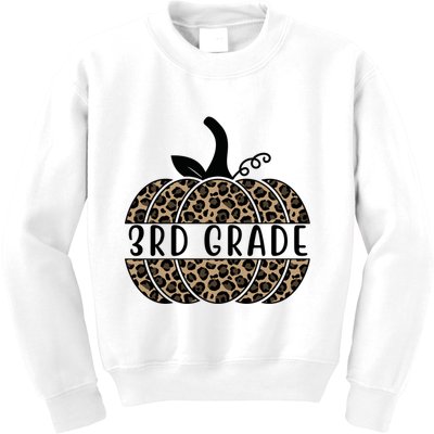 3rd Grade Leopard Pumpkin Kids Sweatshirt