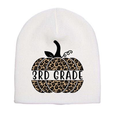 3rd Grade Leopard Pumpkin Short Acrylic Beanie