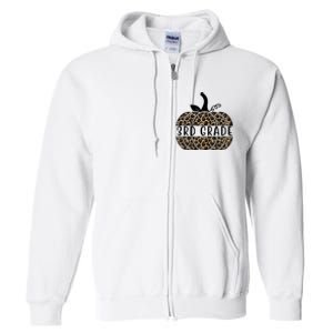 3rd Grade Leopard Pumpkin Full Zip Hoodie