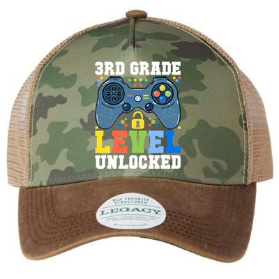 3rd Grade Level Unlocked Gamer First Day Of School Boy Legacy Tie Dye Trucker Hat