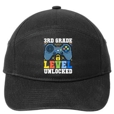 3rd Grade Level Unlocked Gamer First Day Of School Boy 7-Panel Snapback Hat