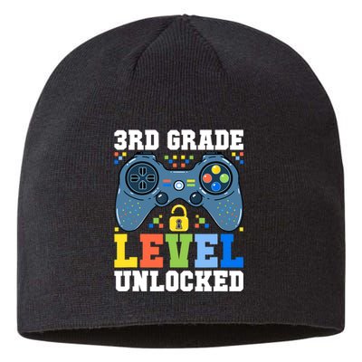 3rd Grade Level Unlocked Gamer First Day Of School Boy Sustainable Beanie