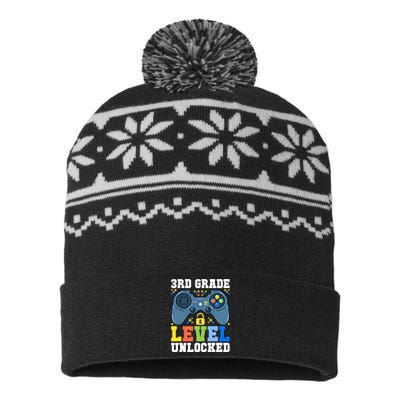 3rd Grade Level Unlocked Gamer First Day Of School Boy USA-Made Snowflake Beanie