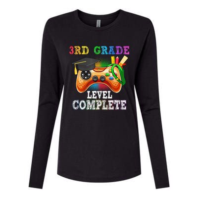 3Rd Grade Level Complete Last Day Of School Graduation Womens Cotton Relaxed Long Sleeve T-Shirt