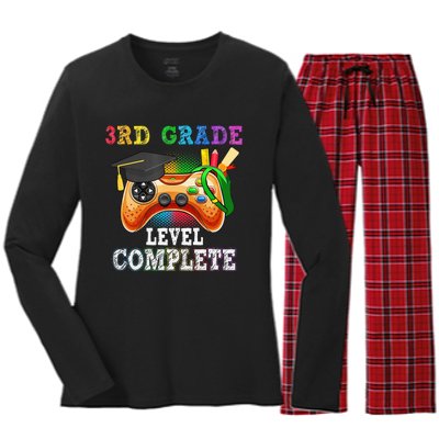 3Rd Grade Level Complete Last Day Of School Graduation Women's Long Sleeve Flannel Pajama Set 