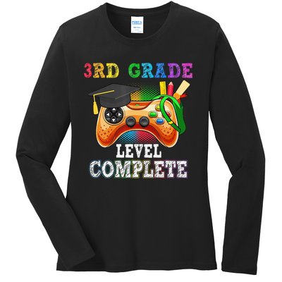 3Rd Grade Level Complete Last Day Of School Graduation Ladies Long Sleeve Shirt