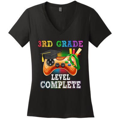 3Rd Grade Level Complete Last Day Of School Graduation Women's V-Neck T-Shirt