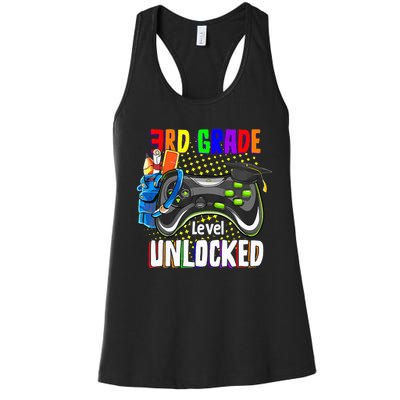 3Rd Grade Level Unlocked Video Game  Back To School Gamer Women's Racerback Tank