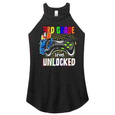 3Rd Grade Level Unlocked Video Game  Back To School Gamer Women’s Perfect Tri Rocker Tank