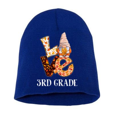 3rd Grade Love Autumn Fall Gnome For Teachers And Students Cool Gift Short Acrylic Beanie