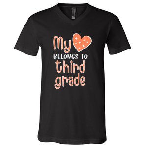 3rd Grade My Belongs To Third Grade Teacher Back To School Teacher Gift V-Neck T-Shirt