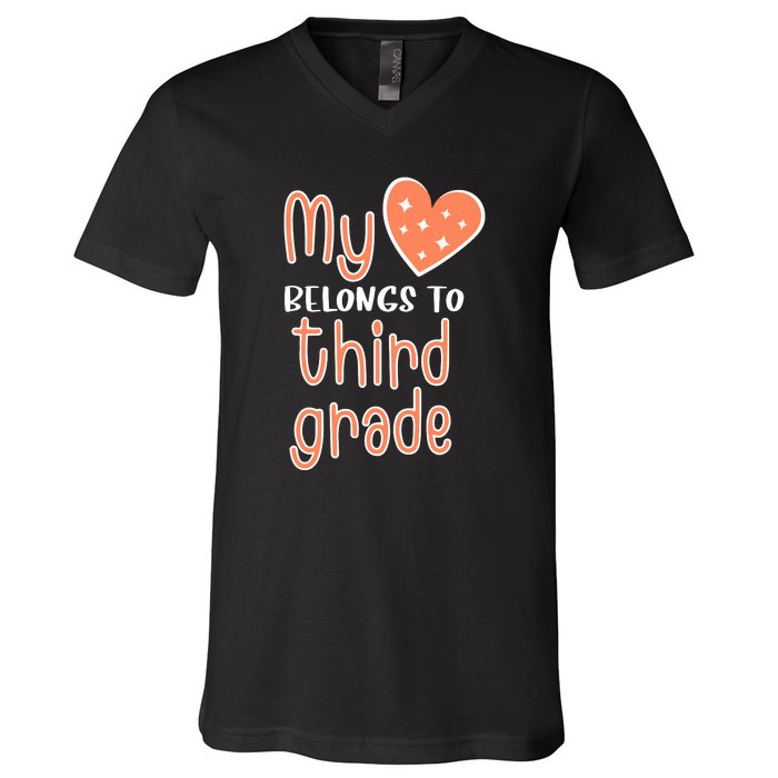 3rd Grade My Belongs To Third Grade Teacher Back To School Teacher Gift V-Neck T-Shirt