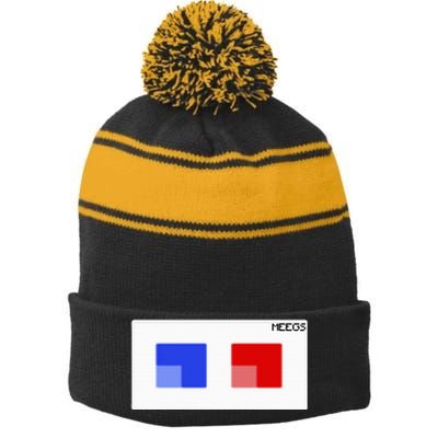 3d Glasses Meegs Chad Crypto Stripe Pom Pom Beanie