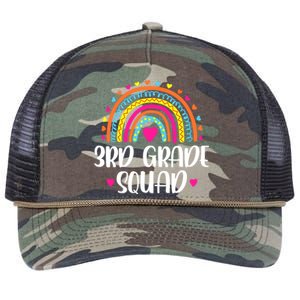 3rd Grade Squad Rainbow Back To School Teacher Wo Retro Rope Trucker Hat Cap