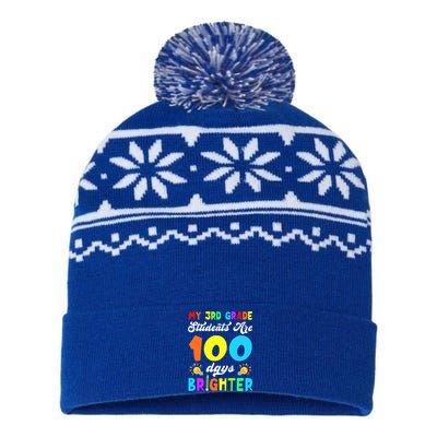 3rd Grade Students Are 100 Days Brighter 100th Day Of School Gift USA-Made Snowflake Beanie