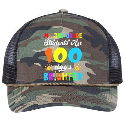 3rd Grade Students Are 100 Days Brighter 100th Day Of School Gift Retro Rope Trucker Hat Cap