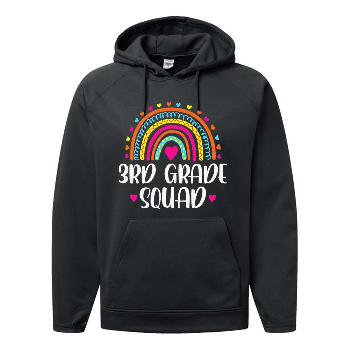 3rd Grade Squad Rainbow Back To School Teacher Wo Performance Fleece Hoodie