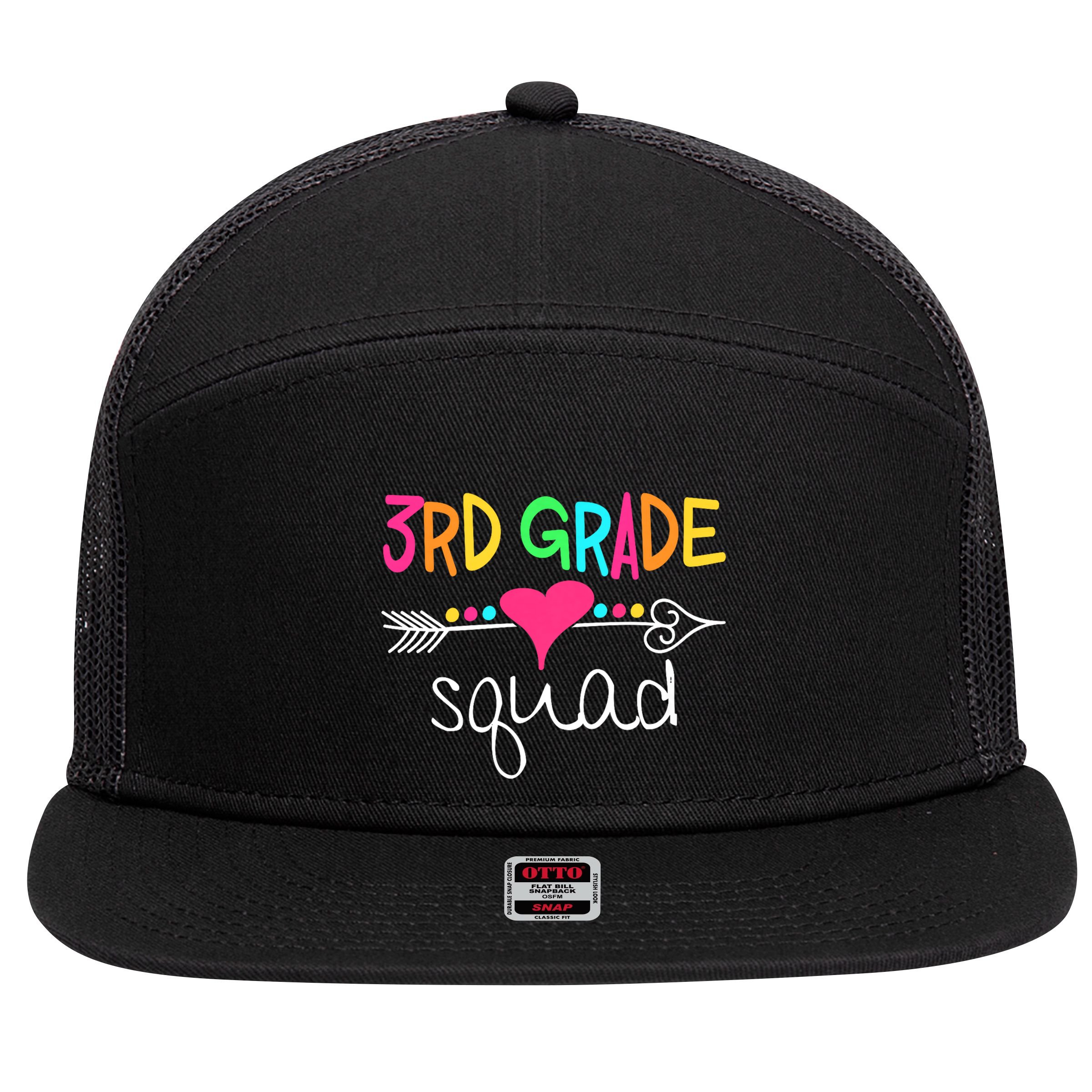 3rd Grade Squad Third Teacher Student Team Back To School 7 Panel Mesh Trucker Snapback Hat