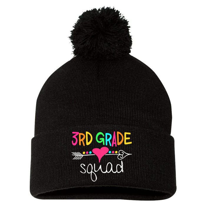 3rd Grade Squad Third Teacher Student Team Back To School Pom Pom 12in Knit Beanie