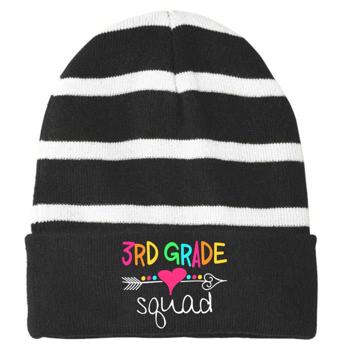 3rd Grade Squad Third Teacher Student Team Back To School Striped Beanie with Solid Band