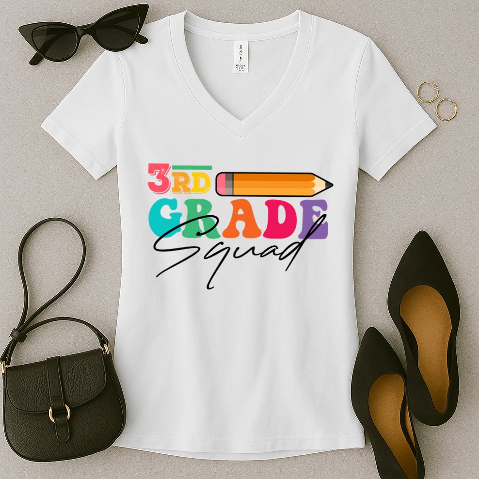 3rd Grade Squad,Team 3rd Third Grade Gift Teacher Back To School Gift Funny Gift Women's V-Neck T-Shirt