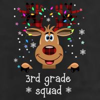3rd Grade Squad Reindeer Christmas 7 Panel Mesh Trucker Snapback Hat