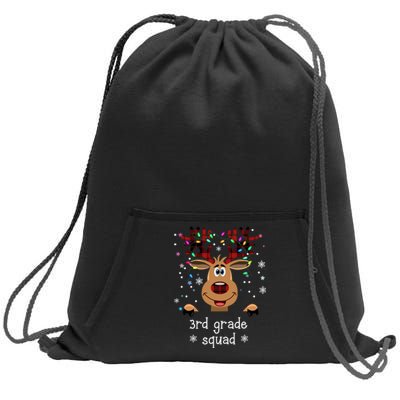 3rd Grade Squad Reindeer Christmas Sweatshirt Cinch Pack Bag