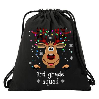 3rd Grade Squad Reindeer Christmas Drawstring Bag