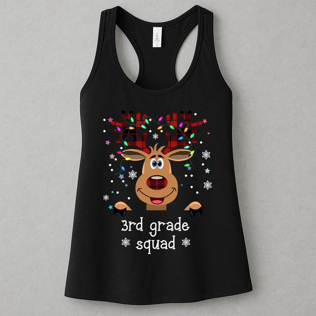 3rd Grade Squad Reindeer Christmas Womens Tank Top