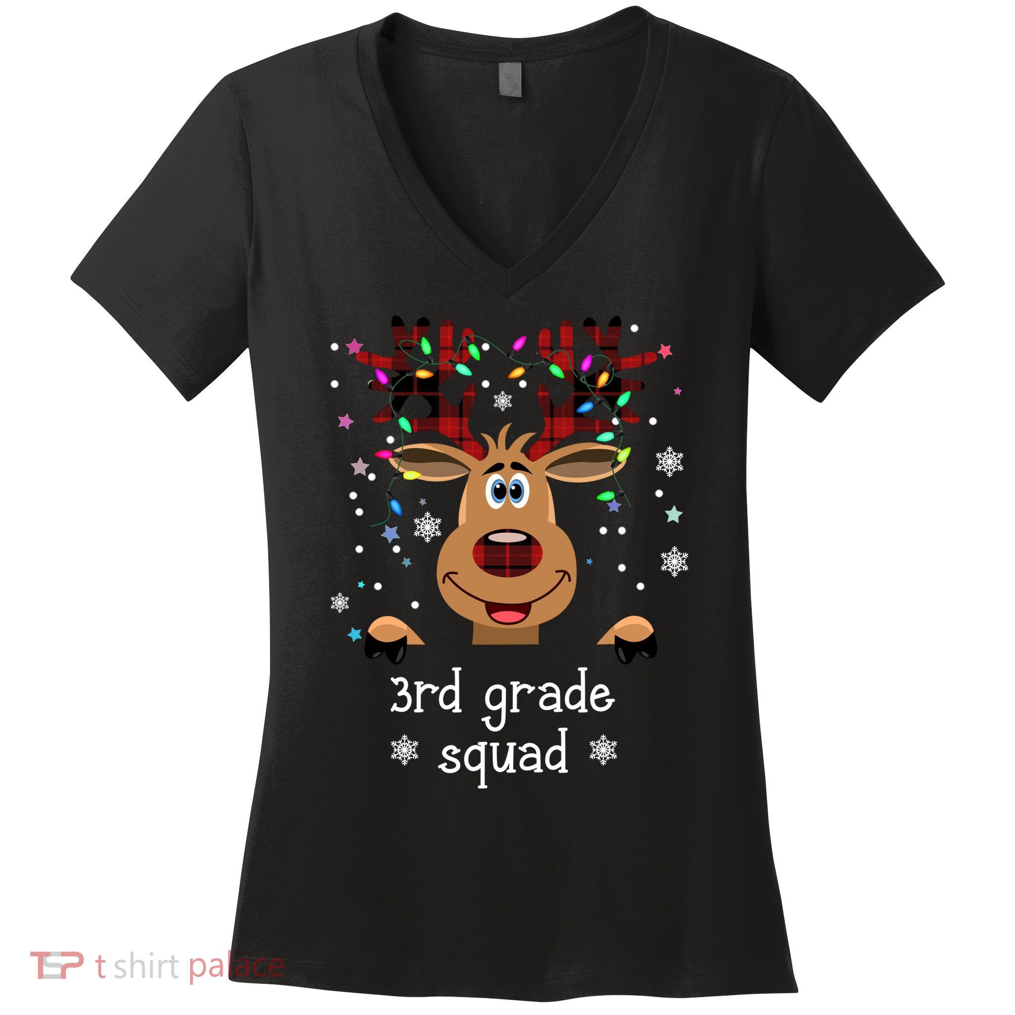 3rd Grade Squad Reindeer Christmas Women's V-Neck T-Shirt