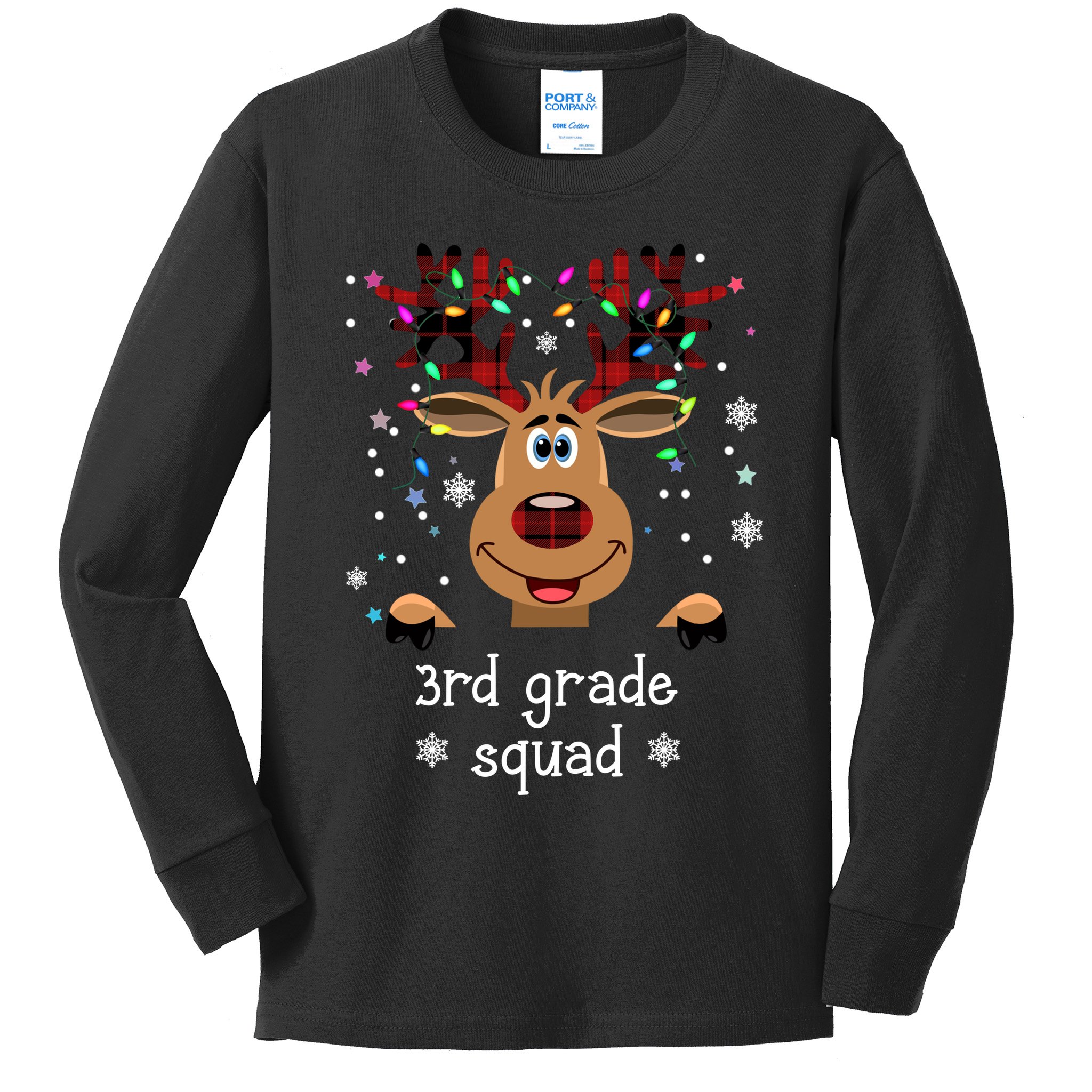 3rd Grade Squad Reindeer Christmas Kids Long Sleeve Shirt
