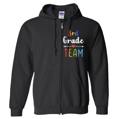 3rd Grade Team Third Back To School Student Teacher Squad Full Zip Hoodie