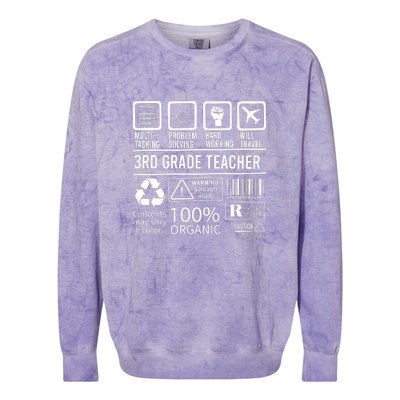 3rd Grade Teacher MultiTasking Certified Job Gift Third Grade Colorblast Crewneck Sweatshirt