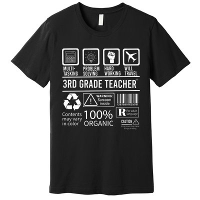 3rd Grade Teacher MultiTasking Certified Job Back To School Gift Premium T-Shirt