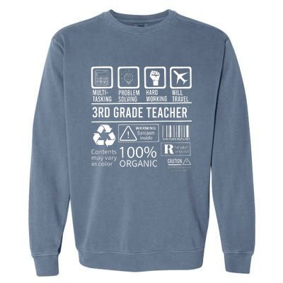 3rd Grade Teacher MultiTasking Certified Job Back To School Gift Garment-Dyed Sweatshirt