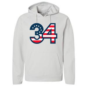 34 Guilty Trial Judge Usa Flag Performance Fleece Hoodie