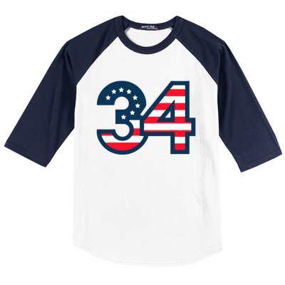 34 Guilty Trial Judge Usa Flag Baseball Sleeve Shirt