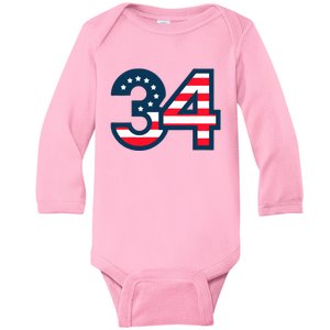 34 Guilty Trial Judge Usa Flag Baby Long Sleeve Bodysuit