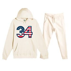 34 Guilty Trial Judge Usa Flag Premium Hooded Sweatsuit Set