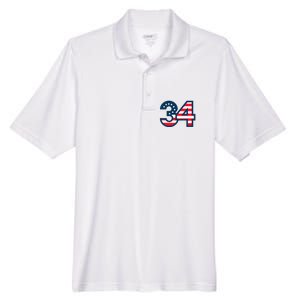 34 Guilty Trial Judge Usa Flag Men's Origin Performance Pique Polo