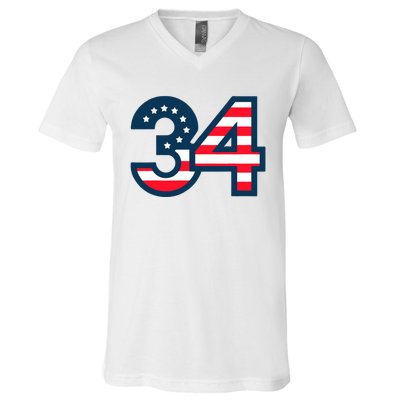 34 Guilty Trial Judge Usa Flag V-Neck T-Shirt