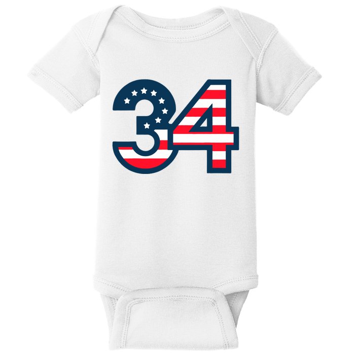 34 Guilty Trial Judge Usa Flag Baby Bodysuit