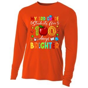 3rd Grade Teacher 100th Day Of School 100 Days Brighter Gift Cooling Performance Long Sleeve Crew