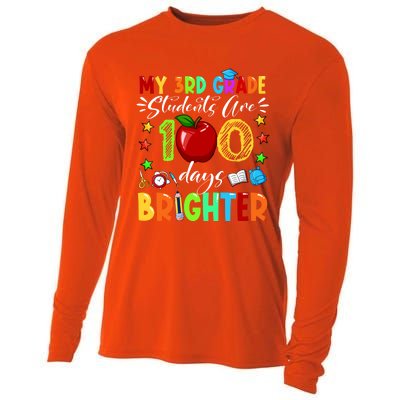 3rd Grade Teacher 100th Day Of School 100 Days Brighter Gift Cooling Performance Long Sleeve Crew