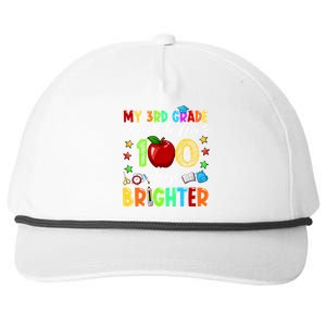 3rd Grade Teacher 100th Day Of School 100 Days Brighter Gift Snapback Five-Panel Rope Hat