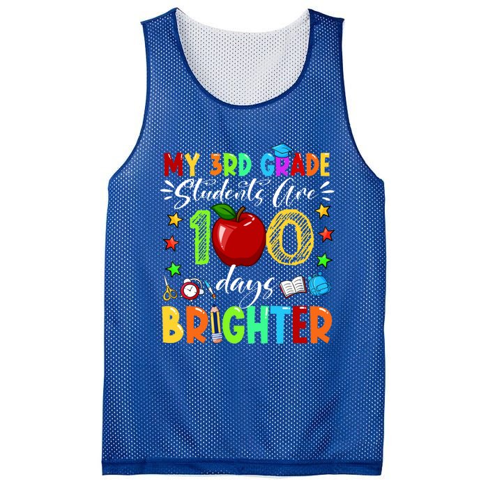 3rd Grade Teacher 100th Day Of School 100 Days Brighter Gift Mesh Reversible Basketball Jersey Tank